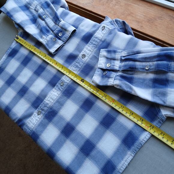 Calvin Klein Blue Checks Classic Fit Button up Shirt S repaired cotton roll tab - Picture 10 of 16